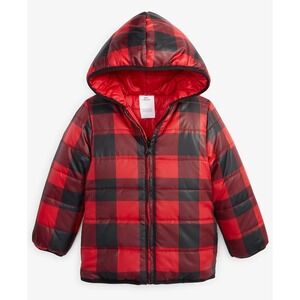 Epic Threads Toddler 2T Jacket Reversible Puffer Coat Buffalo Plaid Red Hooded